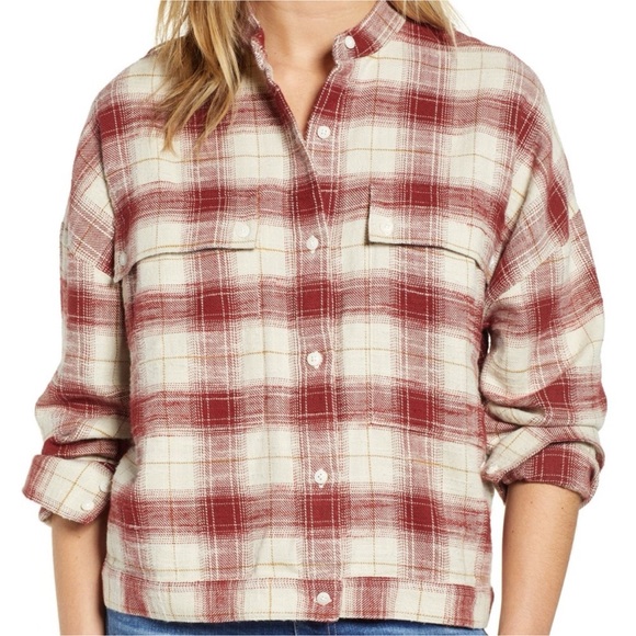 Ag Adriano Goldschmied Tops - [NEW] AG Adriano Goldschmied "Smith" Flannel Button Down Shirt in Red / White: S